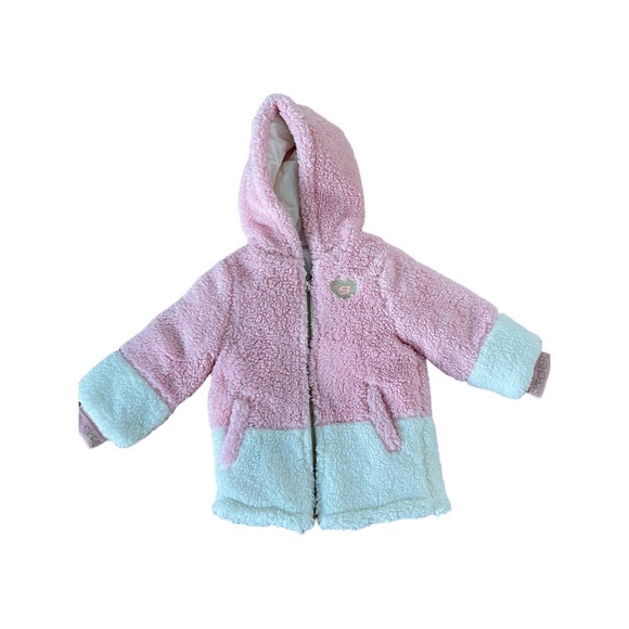 "Skechers Baby Girls' Heavy Sherpa Jacket, Pink/White, Size 3T" K21 * - Picture 4 of 4